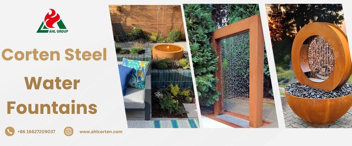 corten steel water fountains